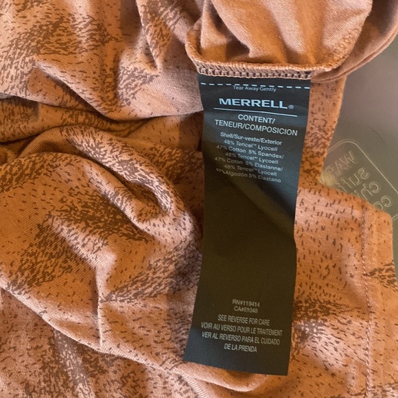 Merrell Knit casual midi dress Burlwood Prism print with pockets - Picture 10 of 10